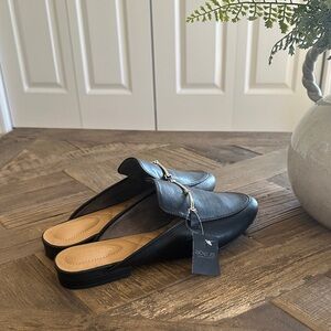 Rachel Zoe Black Leather Mules